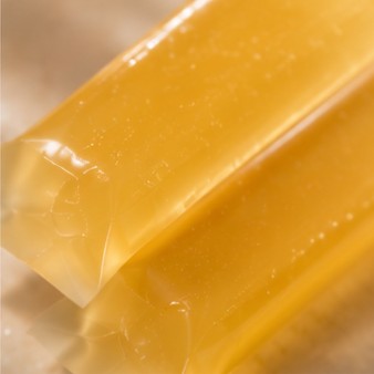 Close-up of the sealed end of a Daily jelly stick